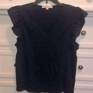NWOT XL Smocked Flutter V-neck Top